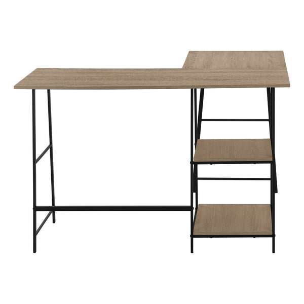 HomeRoots 42" Taupe and Black L-Shaped Computer Desk – Modern, Space-Saving Design with Storage Solutions 489989