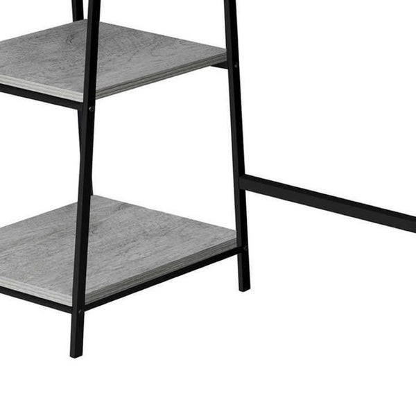 HomeRoots 42" Gray and Black Wood and Metal Corner Desk – Modern Industrial Design for Home Office & Storage 489990