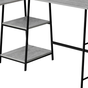HomeRoots 42" Gray and Black Wood and Metal Corner Desk – Modern Industrial Design for Home Office & Storage 489990