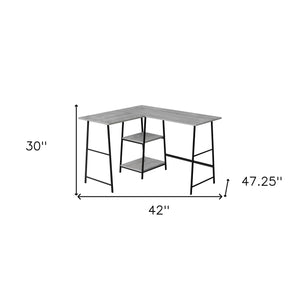 Homeroots 42" Gray And Black Corner Trestle Computer Desk – Stylish, Space-saving Design For Home Office Use   489990