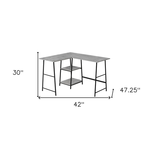 Homeroots 42" Gray And Black Corner Trestle Computer Desk – Stylish, Space-saving Design For Home Office Use   489990