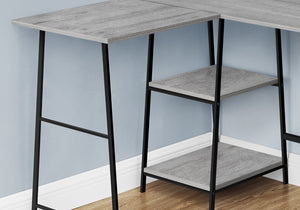 HomeRoots 42" Gray and Black Wood and Metal Corner Desk – Modern Industrial Design for Home Office & Storage 489990