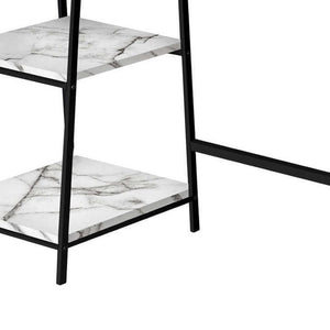 HomeRoots 42" Modern Corner Trestle Computer Desk with White Wood Finish & Black Metal Accents for Home Office 489991
