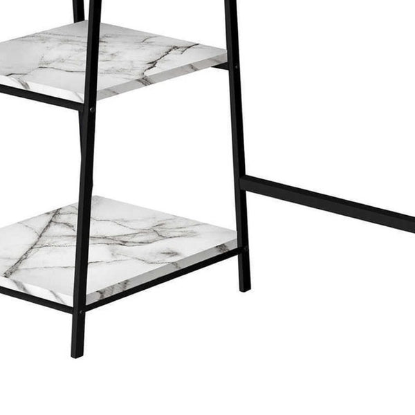 HomeRoots 42" Modern Corner Trestle Computer Desk with White Wood Finish & Black Metal Accents for Home Office 489991
