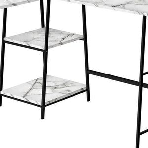 HomeRoots 42" Modern Corner Trestle Computer Desk with White Wood Finish & Black Metal Accents for Home Office 489991