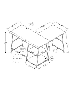 HomeRoots 42" Modern Corner Trestle Computer Desk with White Wood Finish & Black Metal Accents for Home Office 489991