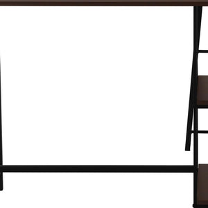 HomeRoots 42" Espresso Corner Trestle Computer Desk with Open Shelving - Space-Saving Modern Workspace Solution 489992