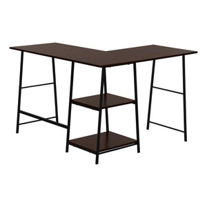 Homeroots 42" Espresso And Black Corner Trestle Computer Desk - Stylish, Space-saving, Durable Office Solution   489992
