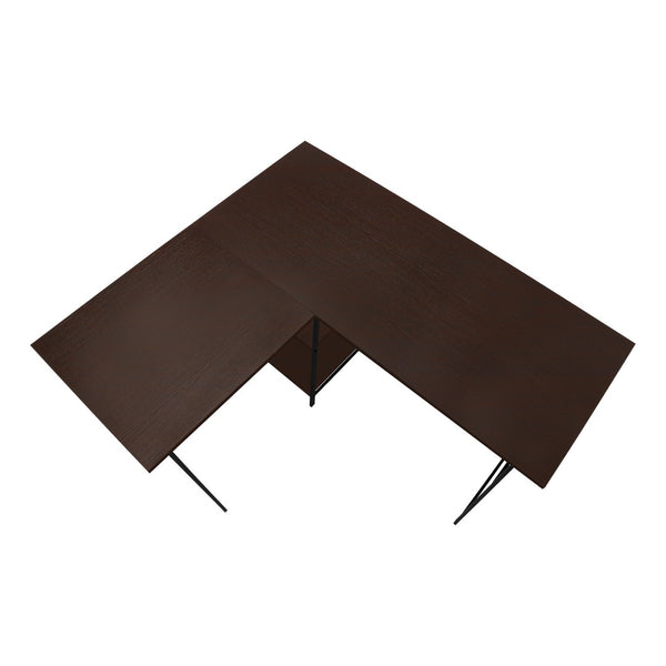 Homeroots 42" Espresso And Black Corner Trestle Computer Desk - Stylish, Space-saving, Durable Office Solution   489992