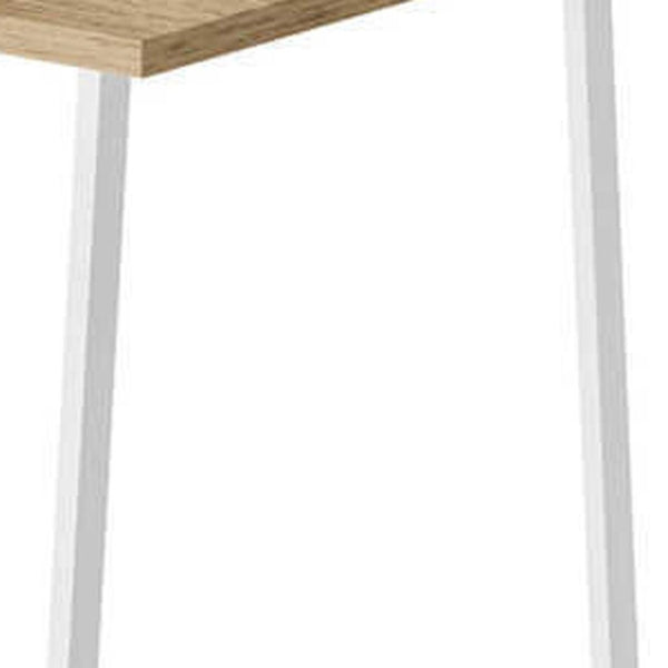 HomeRoots 42" Stylish Natural and White Wood Metal Corner Trestle Desk - Space-Saving Workstation for Home Office 489993