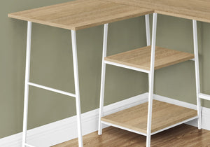 HomeRoots 42" Stylish Natural and White Wood Metal Corner Trestle Desk - Space-Saving Workstation for Home Office 489993