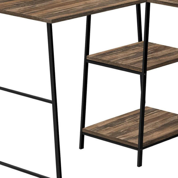 HomeRoots 42" Corner Trestle Computer Desk - Rustic Reclaimed Wood & Metal Design for Stylish Home Office Space 489995