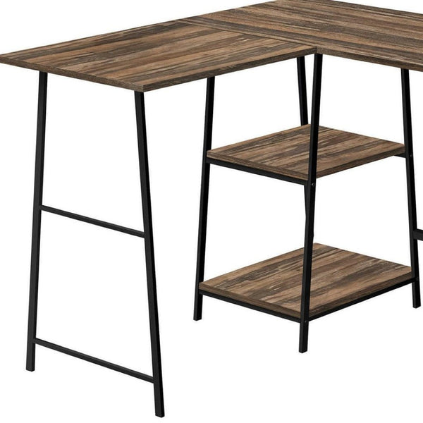 HomeRoots 42" Corner Trestle Computer Desk - Rustic Reclaimed Wood & Metal Design for Stylish Home Office Space 489995