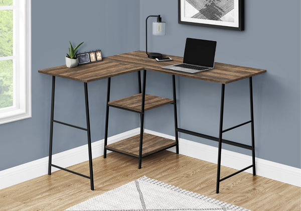 HomeRoots 42" Corner Trestle Computer Desk - Rustic Reclaimed Wood & Metal Design for Stylish Home Office Space 489995
