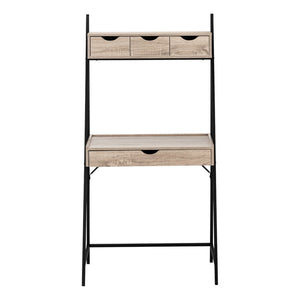 HomeRoots 32" Modern Taupe and Black Sled Computer Desk with Four Drawers for Stylish Home Office Organization 489996