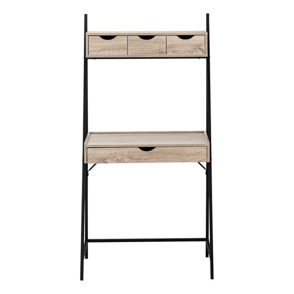 HomeRoots 32" Modern Taupe and Black Sled Computer Desk with Four Drawers for Stylish Home Office Organization 489996
