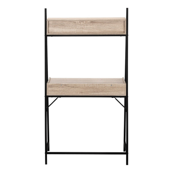 HomeRoots 32" Modern Taupe and Black Sled Computer Desk with Four Drawers for Stylish Home Office Organization 489996