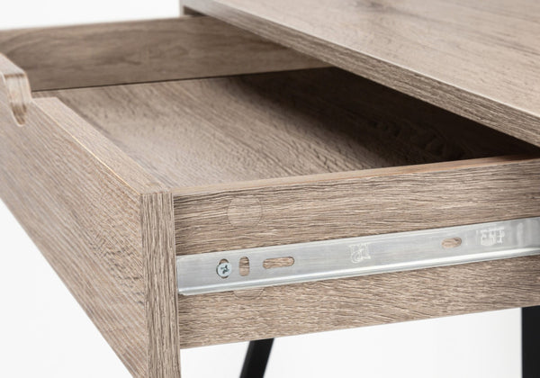 HomeRoots 32" Modern Taupe and Black Sled Computer Desk with Four Drawers for Stylish Home Office Organization 489996