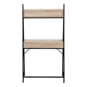 Homeroots 32" Taupe And Black Wood And Metal Sled Desk - Stylish 4-drawer Office Solution For Comfort & Efficiency   489996