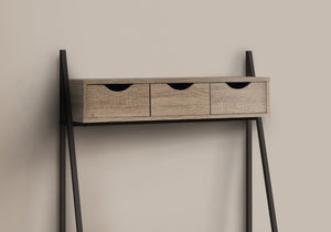 Homeroots 32" Taupe And Black Wood And Metal Sled Desk - Stylish 4-drawer Office Solution For Comfort & Efficiency   489996