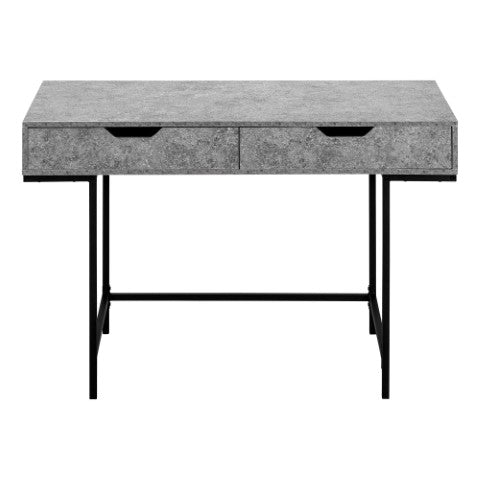 Homeroots 47" Gray And Black Wood And Metal H-shape Desk With Drawers - Stylish Workspace Solution For Home   489997