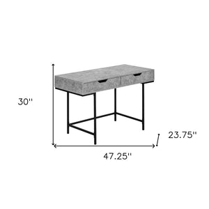 Homeroots 47" Gray And Black Wood And Metal H-shape Desk With Drawers - Stylish Workspace Solution For Home   489997