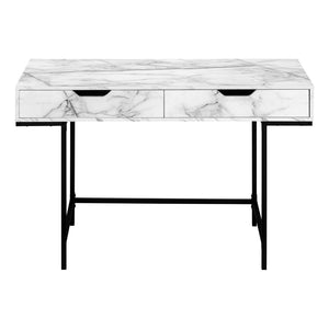 HomeRoots 47" Sleek White and Black H-Shape Computer Desk with 2 Drawers for Modern Home Office Style 489998