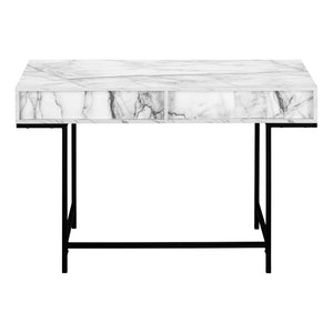 HomeRoots 47" Sleek White and Black H-Shape Computer Desk with 2 Drawers for Modern Home Office Style 489998