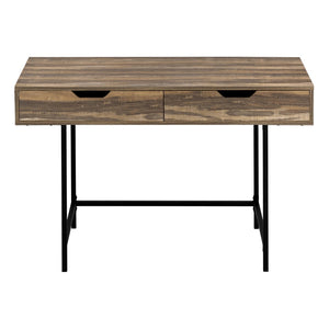 HomeRoots 47" Brown and Black H-Shape Computer Desk - Stylish, Ergonomic Workstation with Hidden Storage Drawers 489999