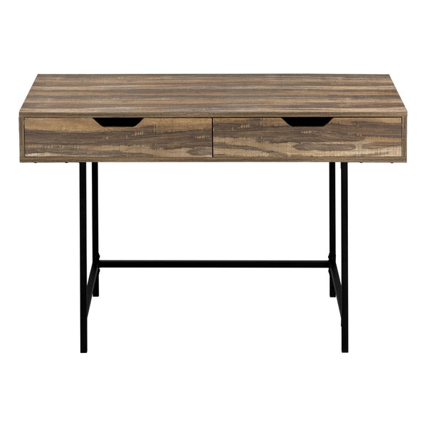 HomeRoots 47" Brown and Black H-Shape Computer Desk - Stylish, Ergonomic Workstation with Hidden Storage Drawers 489999