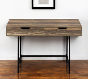 Homeroots 47" Stylish Brown And Black H-shape Computer Desk With Two Drawers For Modern Office Spaces   489999