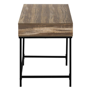 HomeRoots 47" Brown and Black H-Shape Computer Desk - Stylish, Ergonomic Workstation with Hidden Storage Drawers 489999