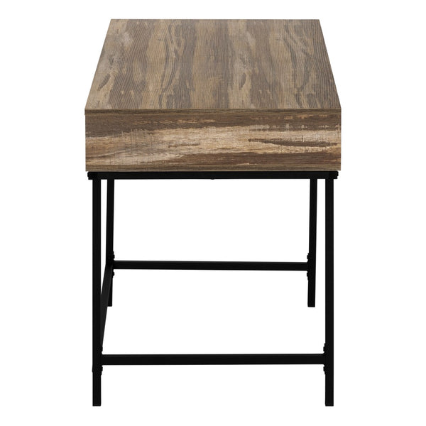 HomeRoots 47" Brown and Black H-Shape Computer Desk - Stylish, Ergonomic Workstation with Hidden Storage Drawers 489999
