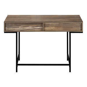 HomeRoots 47" Brown and Black H-Shape Computer Desk - Stylish, Ergonomic Workstation with Hidden Storage Drawers 489999