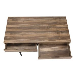 HomeRoots 47" Brown and Black H-Shape Computer Desk - Stylish, Ergonomic Workstation with Hidden Storage Drawers 489999