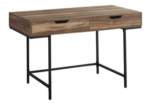 HomeRoots 47" Brown and Black H-Shape Computer Desk - Stylish, Ergonomic Workstation with Hidden Storage Drawers 489999