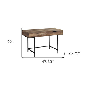 Homeroots 47" Stylish Brown And Black H-shape Computer Desk With Two Drawers For Modern Office Spaces   489999