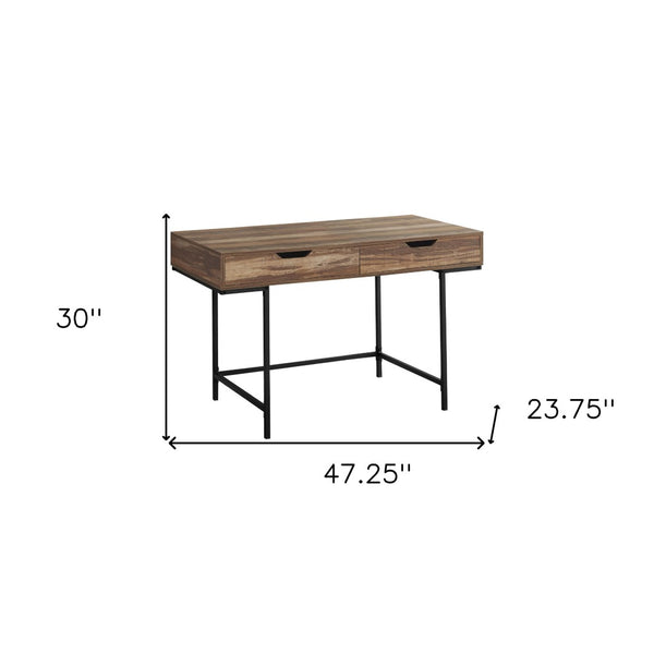 Homeroots 47" Stylish Brown And Black H-shape Computer Desk With Two Drawers For Modern Office Spaces   489999