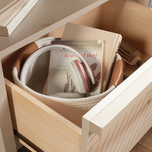 English Elm Night Stand - Sleek Brown Finish With Unique Wave Pattern, Ample Storage & Versatile Design Options B356P367917