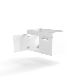 English Elm 32-inch Glossy White Wall Mounted Vanity Cabinet with Soft Close Double Door Storage W3151P353908