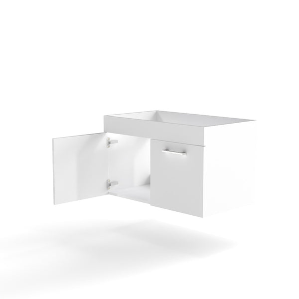 English Elm 32-inch Glossy White Wall Mounted Vanity Cabinet with Soft Close Double Door Storage W3151P353908