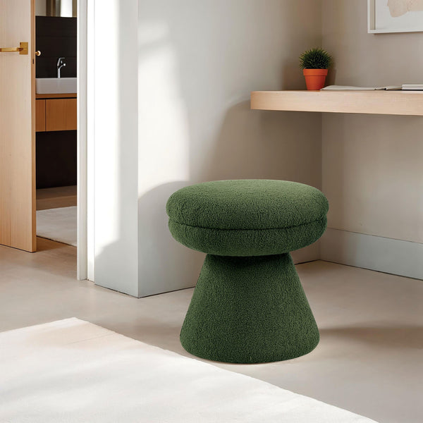 English Elm Green Plush Mushroom Accent Stool 19"H Teddy Fabric Pedestal Base Round Top Cozy Modern Seat B2741P388372
