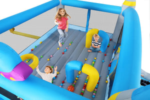 English Elm Multifunctional Kids Backyard Bounce and Slide Inflatable with Blower Mesh Walls W1677115481