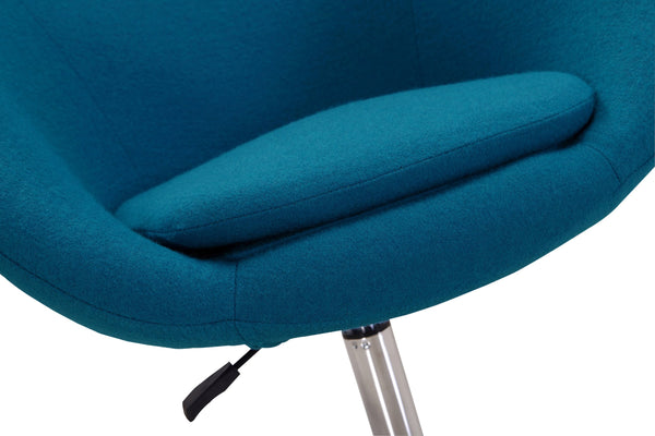 English Elm Hopper Blue Modern Swivel Lounge Chair — Adjustable Height, Wool Blend Upholstery, Chrome Base B365P398408