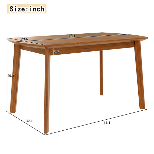 English Elm 47 Mid Century Modern Solid Wood Dining Table for 4, 51"x32" Rectangular Dinette, Minimalist Easy Assembly, Durable Finish, Kitchen-Friendly N752P271225D