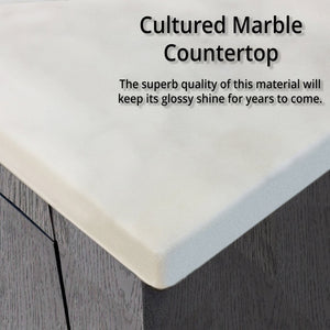 English Elm Distressed Grey Double Bath Vanity with Cultured Marble Top, Faucet & 58" Mirror — Durable Scratch-Resistant Surface, Monte Chrome Faucet (60" W x 22" D) B2731S01020