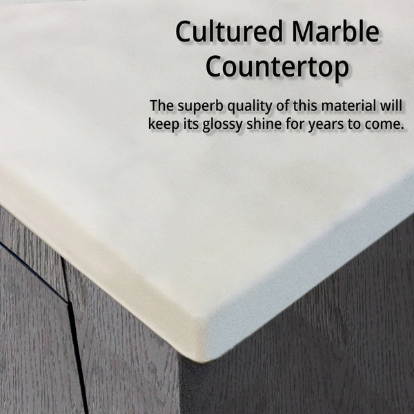 English Elm Distressed Grey Double Bath Vanity with Cultured Marble Top, Faucet & 58" Mirror — Durable Scratch-Resistant Surface, Monte Chrome Faucet (60" W x 22" D) B2731S01020