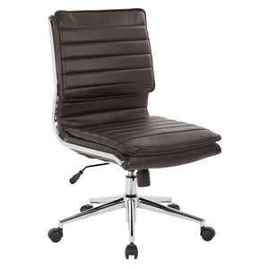 OSP Home Furnishings Armless Mid-back Faux Leather Office Chair with Lumbar Support and Chrome Base Espresso SPX23592C-U1