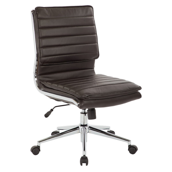 OSP Home Furnishings Armless Mid-back Faux Leather Office Chair with Lumbar Support and Chrome Base Espresso SPX23592C-U1