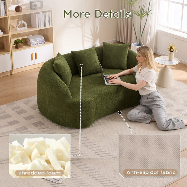 English Elm Ly-049s Curved Chenille Loveseat with Boneless Frame for Modern Living Spaces Green W2231P402441